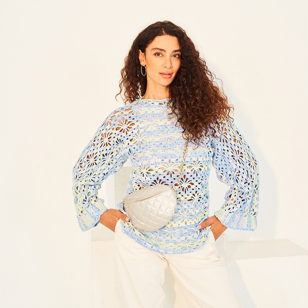 Stylecraft haakpatroon 10133 met gehaakte top en shrug in Colour Burst DK