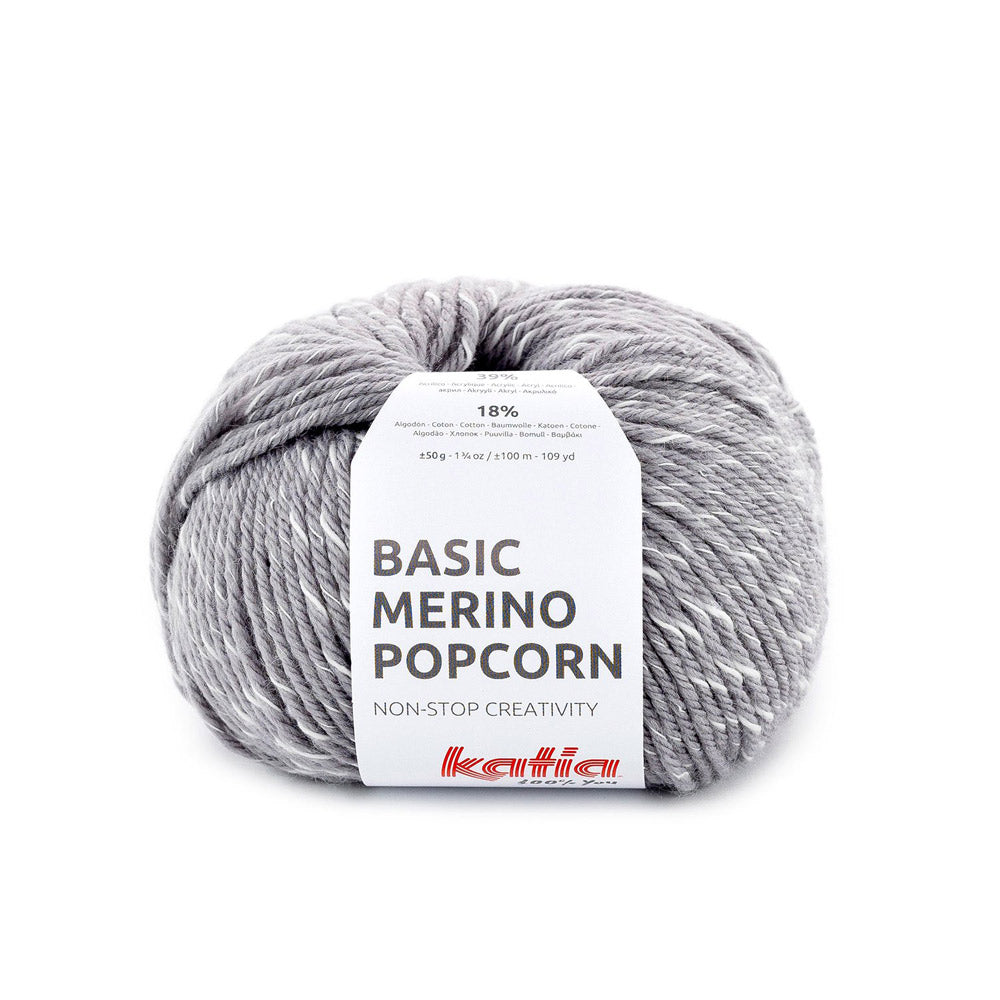 Katia Basic Merino Popcorn 103 Donker grijs-Wit