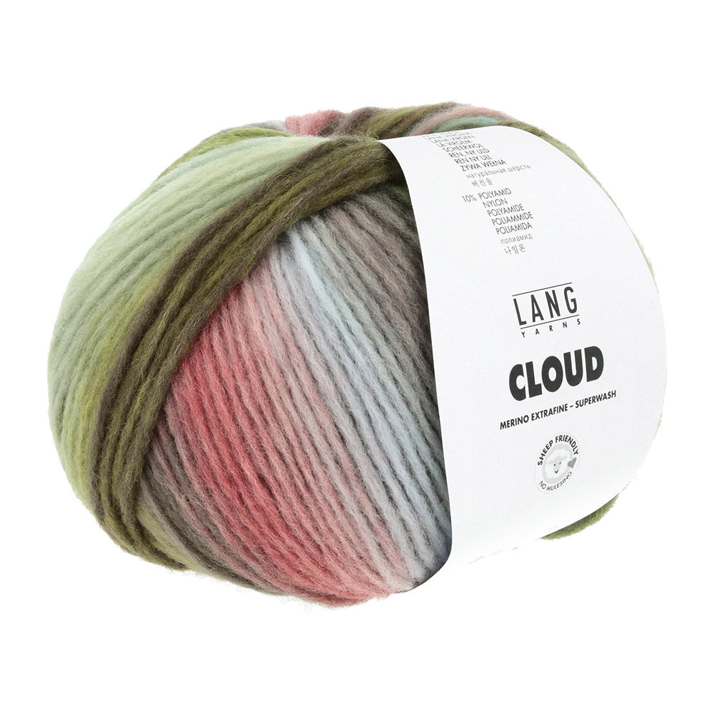Lang Yarns Cloud 0020 Donkergroen/Olijf/Lichtblauw/Rood - bol garen van opzij