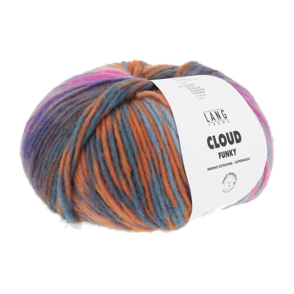 Lang Yarns Cloud Funky 0025 Felroze/Oceaan/Oranje/Petrol - bol garen van opzij