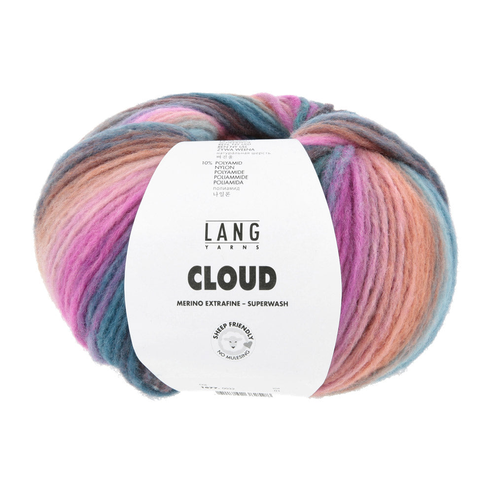 Lang Yarns Cloud 0032 Roze/Ijsblauw/Petrol/Violet - bol garen van voren
