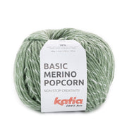 Katia Basic Merino Popcorn 108 Militair groen-Wit
