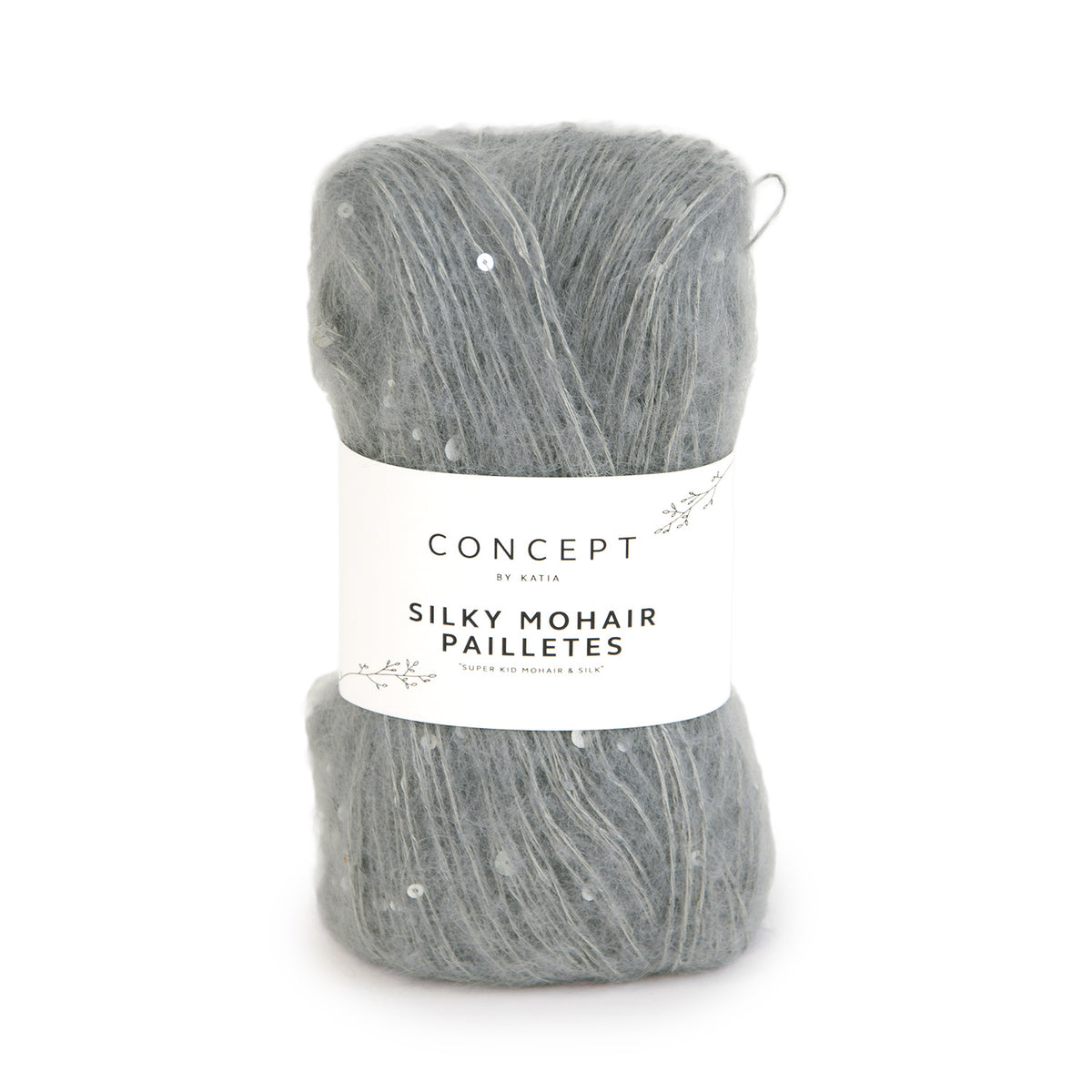 Katia Silky Mohair Paillettes 201 Grijs - bol garen in kleur Grijs