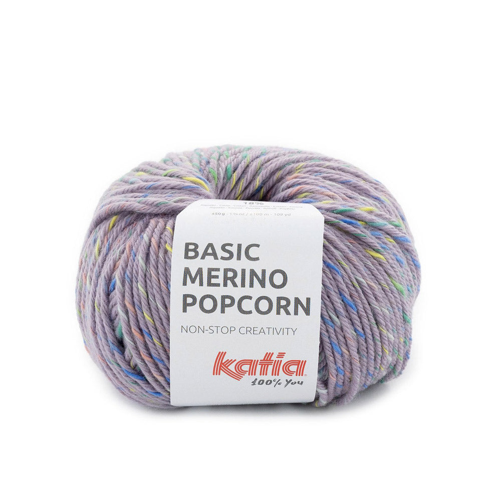 Katia Basic Merino Popcorn 201 Lavendel-Meerkleurig