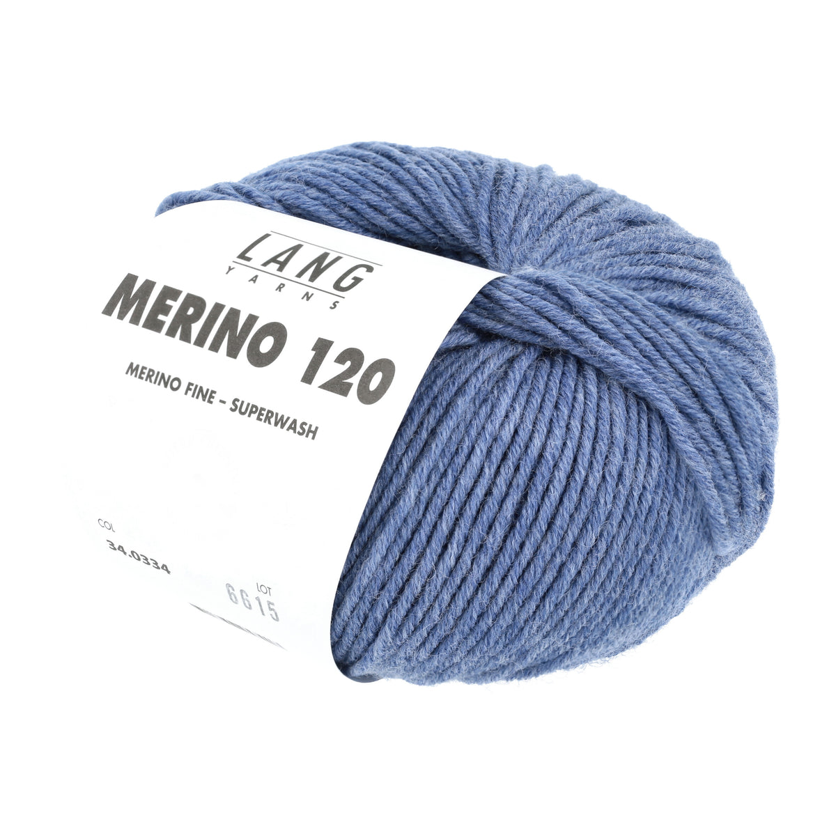 Lang Yarns Merino 120 0334 Jeans Medium Gemêleerd - bol garen - schuin van voren