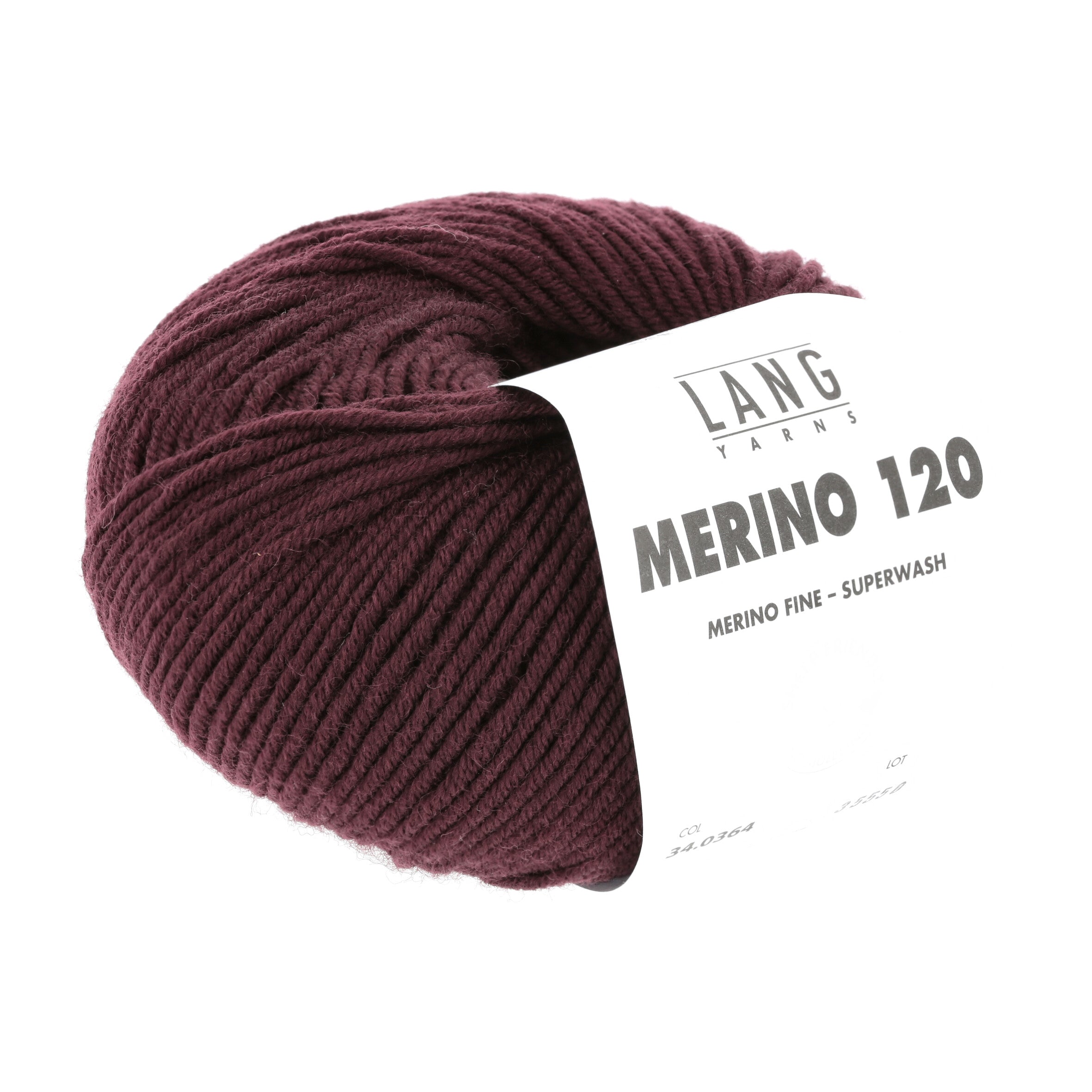 Lang Yarns Merino 120 0364 Bordeaux - bol garen - tweede schuine aanzicht