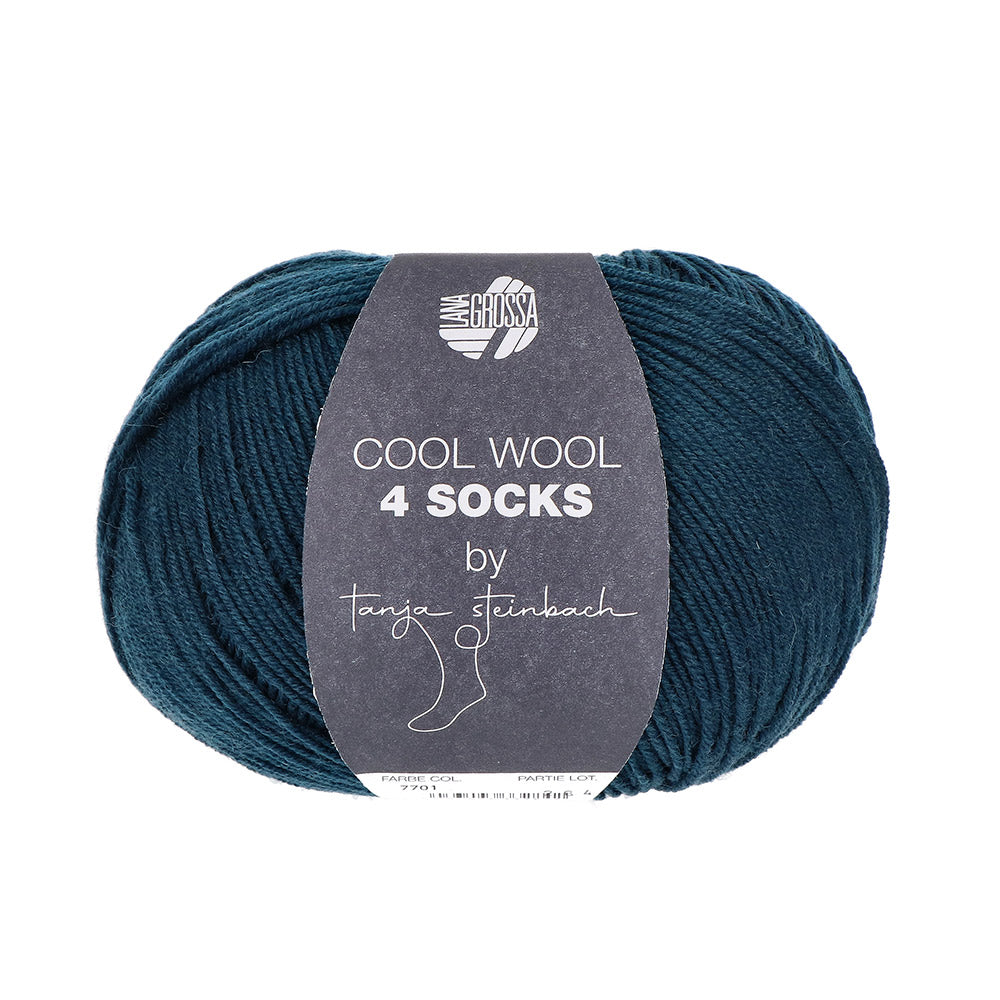 Lana Grossa Cool Wool 4 Socks Uni 7701 Donkergroen