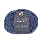 Lana Grossa Cool Wool 4 Socks Uni 7704 Denim Blauw