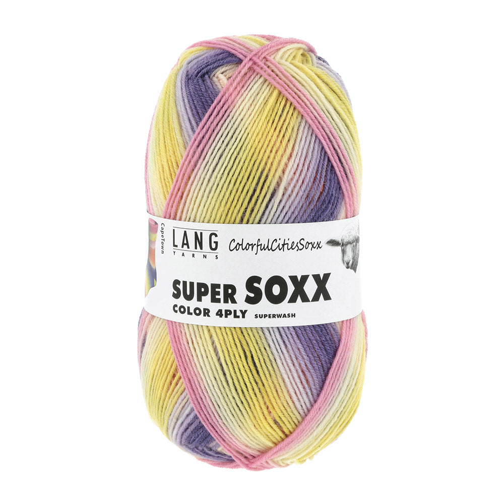 Lang Yarns Super Soxx Color 4-PLY 0510 Geel/Paars/Oranje/Rose 1143 Kaapstad