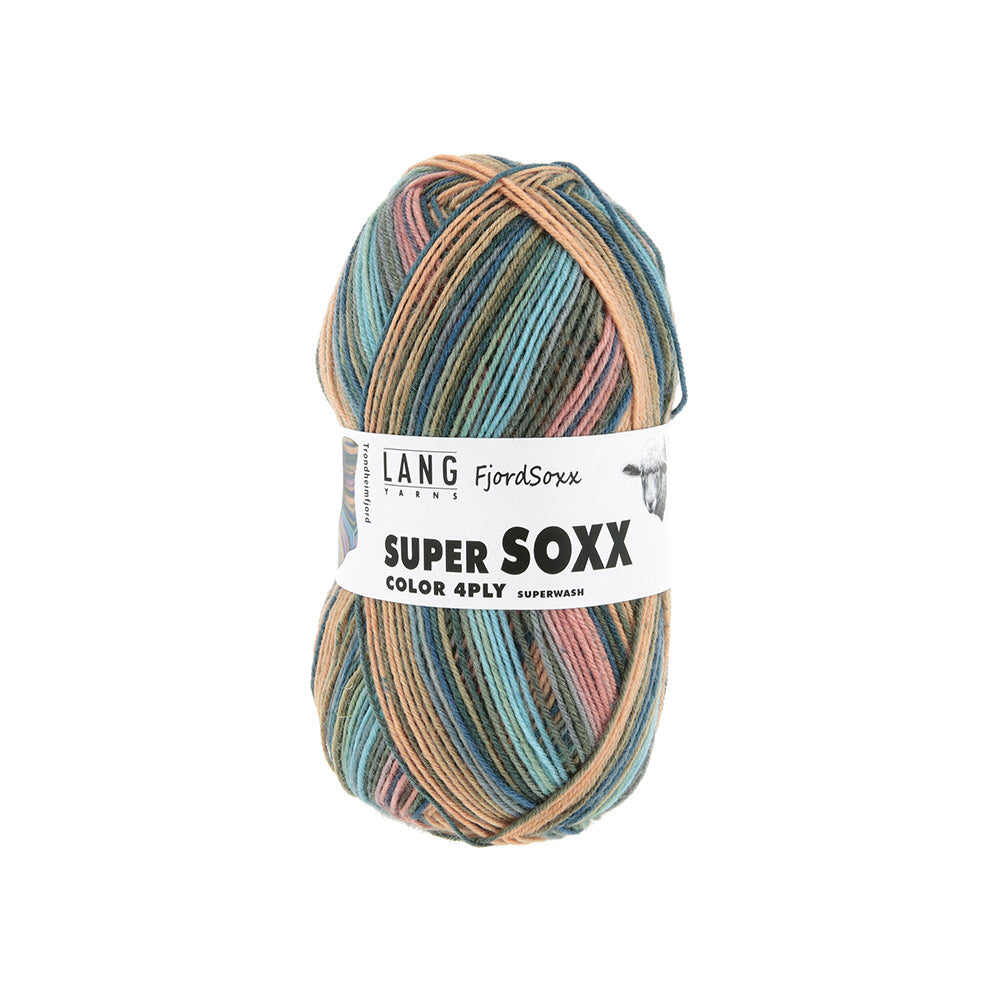 Lang Yarns Super Soxx Color 4-Fach 0539 Lac/Apr/Bla/Oli 1148 Trondheim