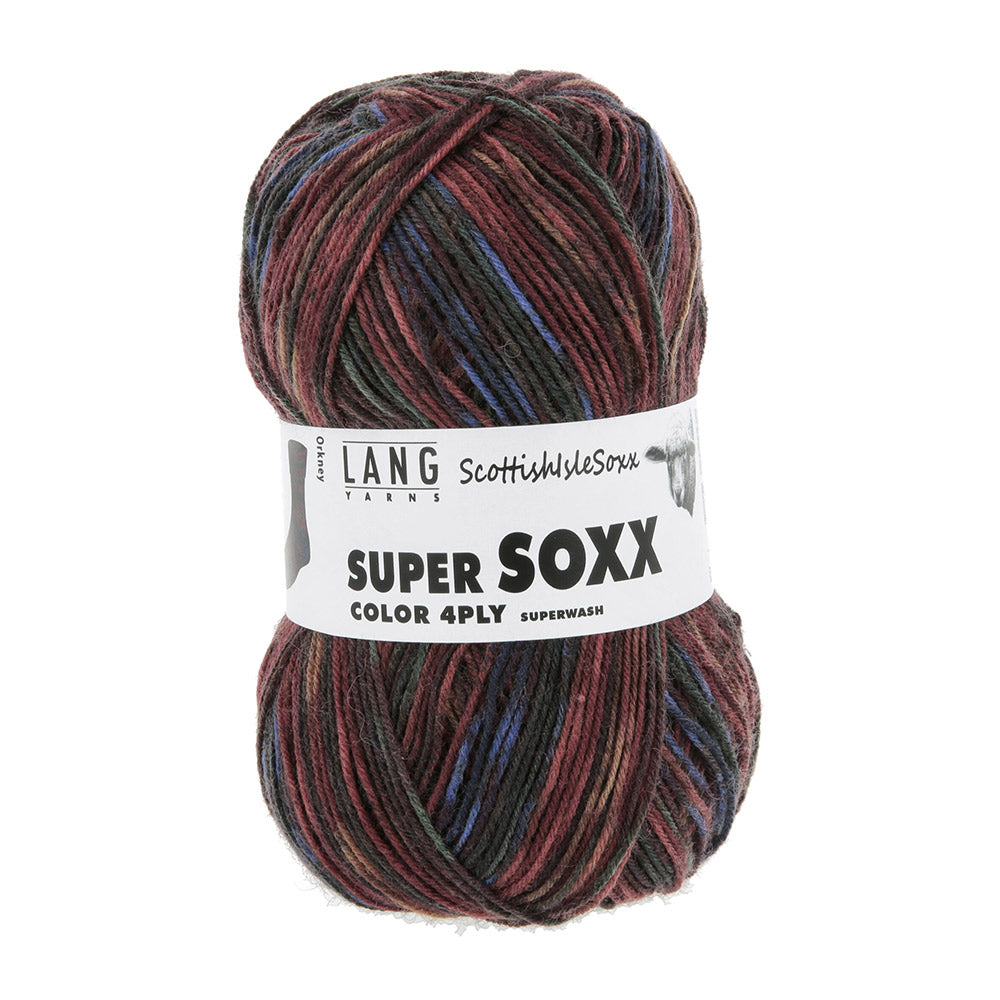 Lang Yarns Super Soxx Color 4-Fach 571 Oranje/Blauw 1154 Orkney - bol sokkengaren met wikkel