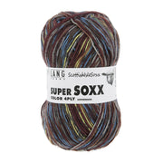 Lang Yarns Super Soxx Color 4-Fach 573 Blauw/Geel 1154 Lewis - bol sokkengaren met wikkel