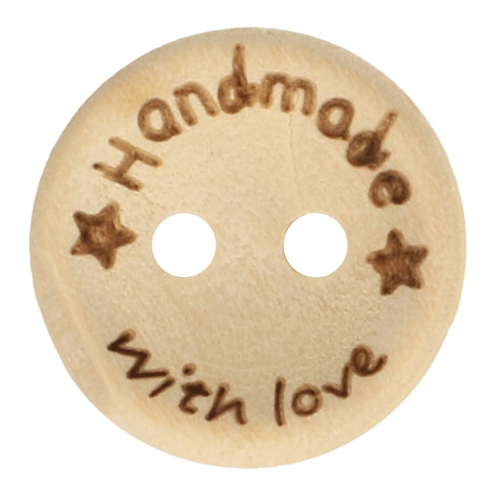 Houten knoop handmade with love maat 32 - 20mm