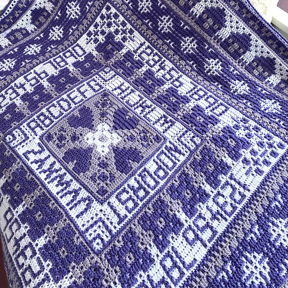Rosina Plane Mile Cross Sampler Blanket - Full Ultra Violet deken