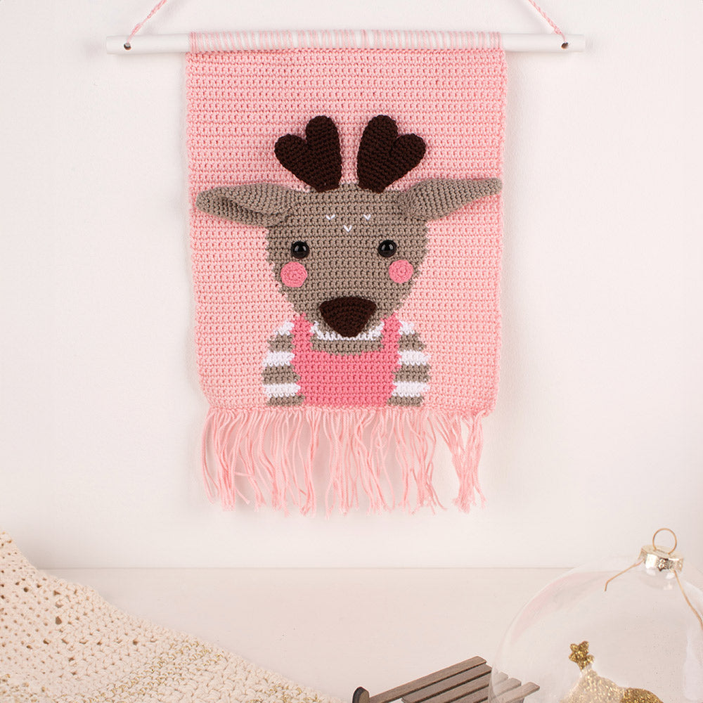 Mrs Milly - Kerst Wandhanger Rendier Dakota Haakpakket - Inclusief Digitaal Patroon