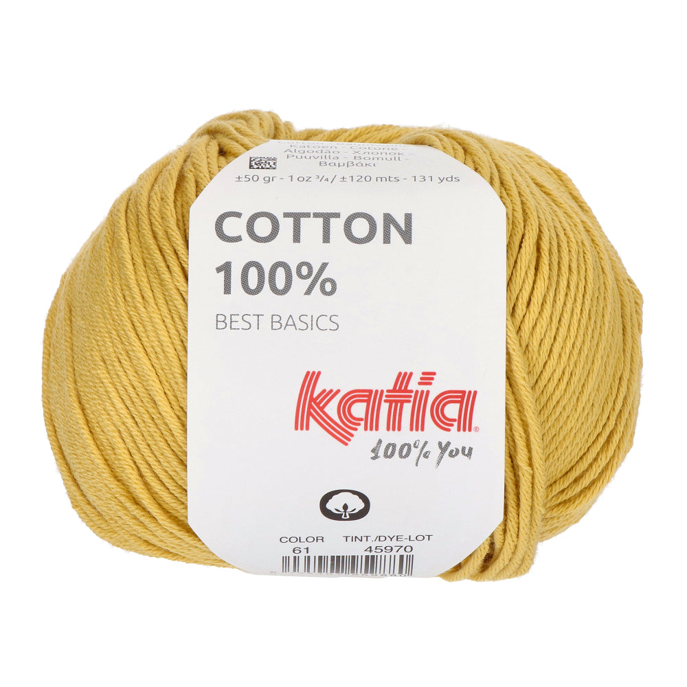 Katia Cotton 100% 061 Licht mosterdgeel