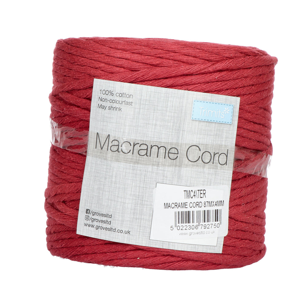 Trimits Macramé Cord Cotton 87m x 4mm 12 Terracotta