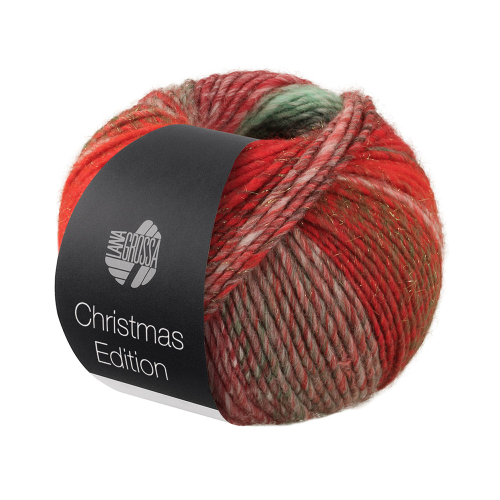 Lana Grossa Christmas Edition Big Lurex 0203 Grijsrood/rood/ecru/zwart-/wit-rood/oranje/donker-/witgroen/donkergrijs/-rood verschillend met lurex