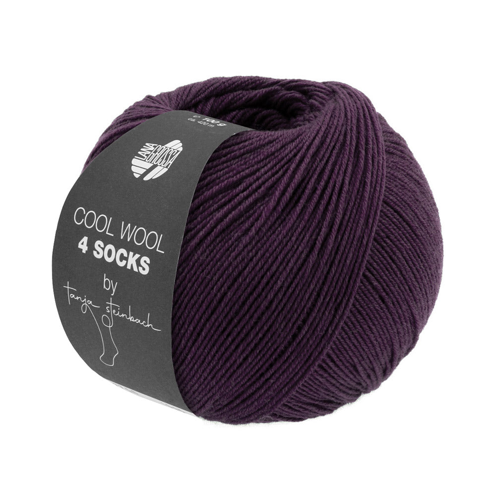 Lana Grossa Cool Wool 4 Socks Uni 7725 Aubergine