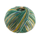 Lana Grossa Cool Wool 4 Socks Print 3 7204 Opal Green/Mustard Yellow/Nougat/White/Jeans Blue