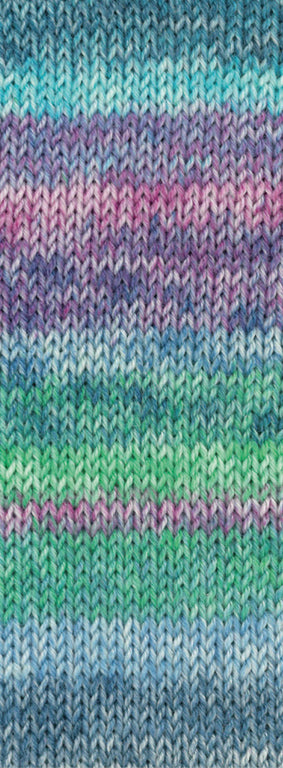 Lana Grossa Cosy Socks Dream 255 Blauwgrijs / Petrol / Turquoise / Blauw- / Roodviolet / Lichtblauw / Jeans / Jade - sfeerfoto van het multicolour sokkengaren
