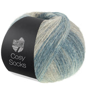 Lana Grossa Cosy Socks Dream 256 Middel- / Donker- / Blauwgrijs / Greige / Taupe / Grijsbruin - productfoto van de bol sokkengaren