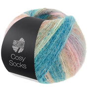 Lana Grossa Cosy Socks Dream 258 Mint / Petrol / Turquoise / Leembruin / Rozenhout / Lichtgrijs / Roze / Taupe / Beige - productfoto van de bol sokkengaren