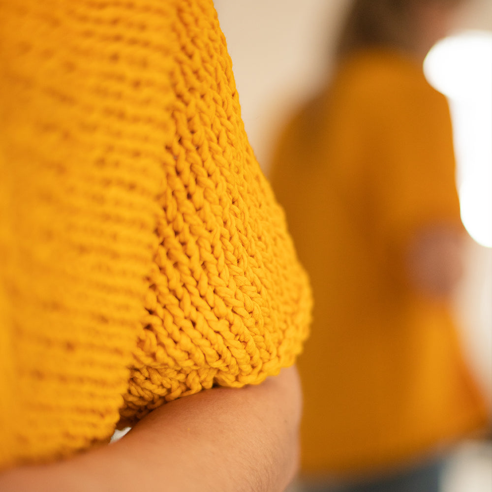 Cotton tube damesvest breipakket closeup — gemaakt met Cotton Tube Damesvest Breipakket