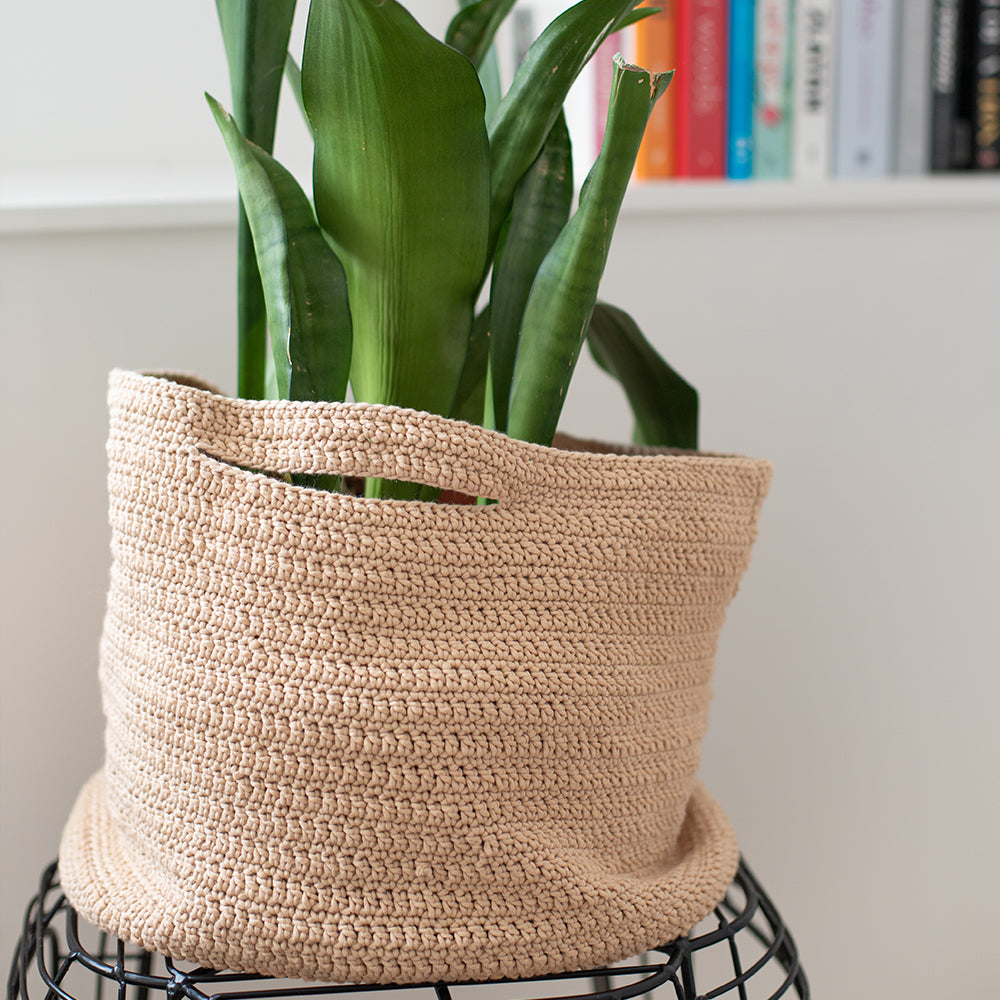 Mand — gemaakt met Cotton Tube Tas/Mand Haakpakket