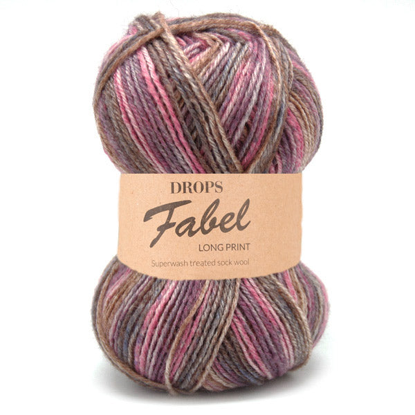 Drops Fabel Long Print 655 Wooden-rose
