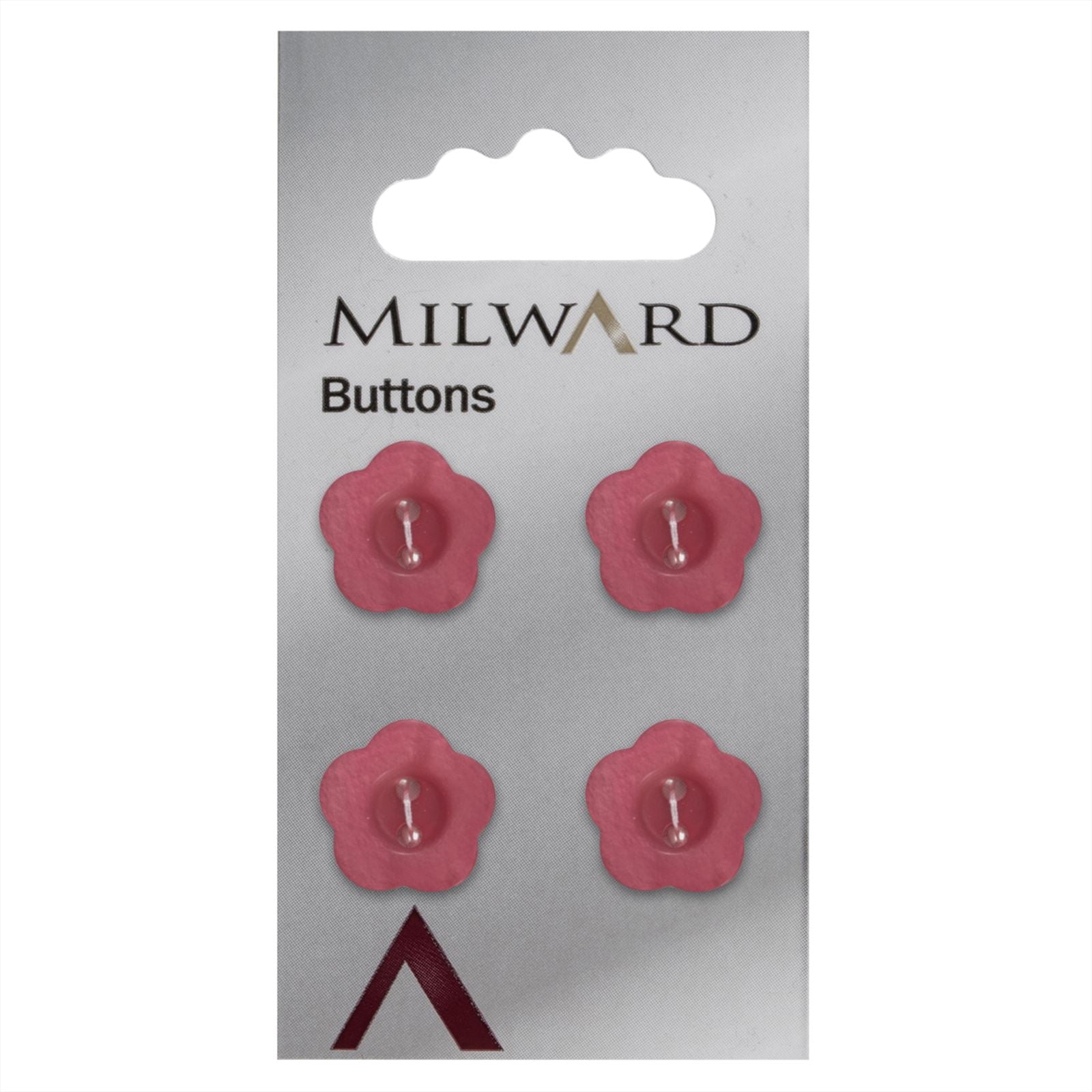 Milward Bloem Knoop Donkerroze 15mm (4 stuks)