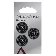 Milward Knoop Zwart Met Bloemdetail 20mm (3 stuks)
