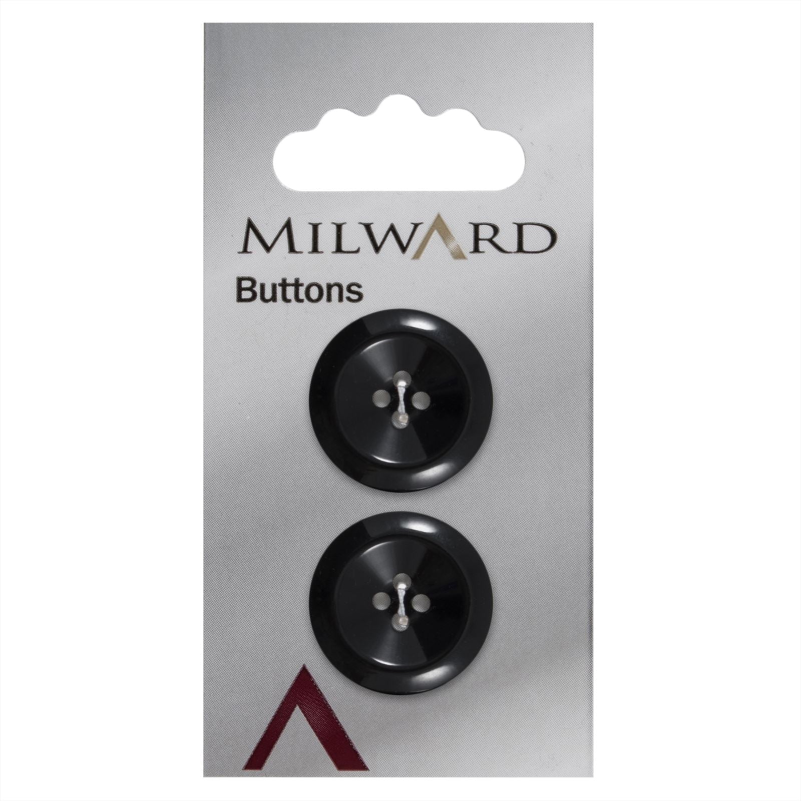 Milward Ronde Knoop Zwart 22mm (2 stuks)