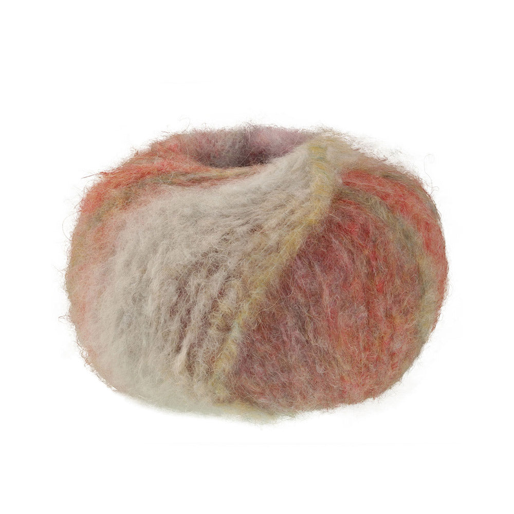 Lana Grossa Gigante Multi 108 Groen- en zandbeige,Bleeklila,Sering,Donkerrood,Parel- en grijsbeige,Camel