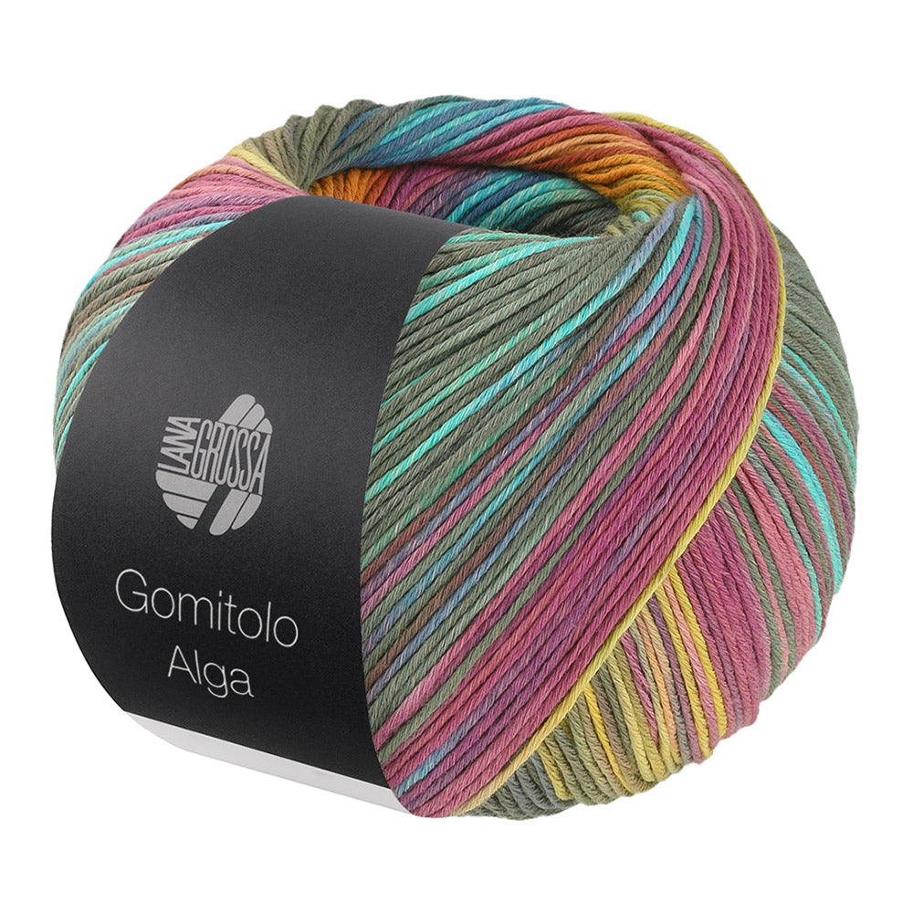 Lana Grossa Gomitolo Alga 2027 Grijsgroen/Turkoois/Fuchsia/Geel/Lentegroen/Oranje/Olijf/Hemelblauw
