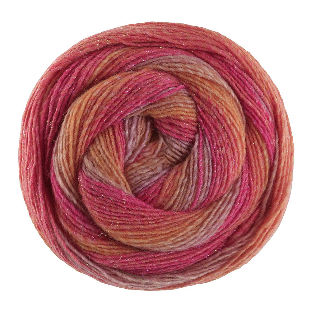 Lana Grossa Gomitolo Gala 4032 Grijs-lila/roze/tomatengroen/oranje-geel