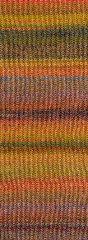 Lana Grossa Gomitolo Gala 4046 Oranje/Nougat/Oker/Licht-/Donkerolijf/Groenbruin/Grijsrood - kleurverloop