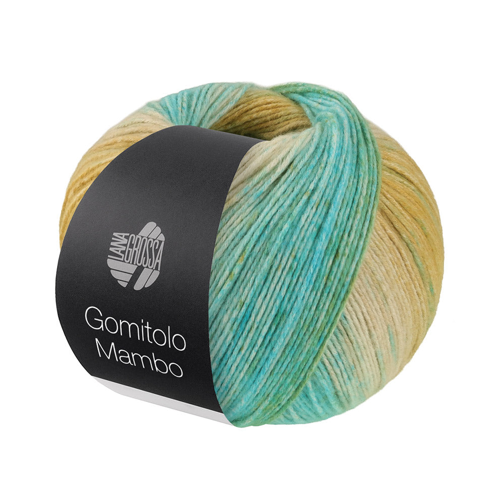 Lana Grossa Gomitolo Mambo 2040 Turkoois/lentegroen/groenbeige/maïsgeel
