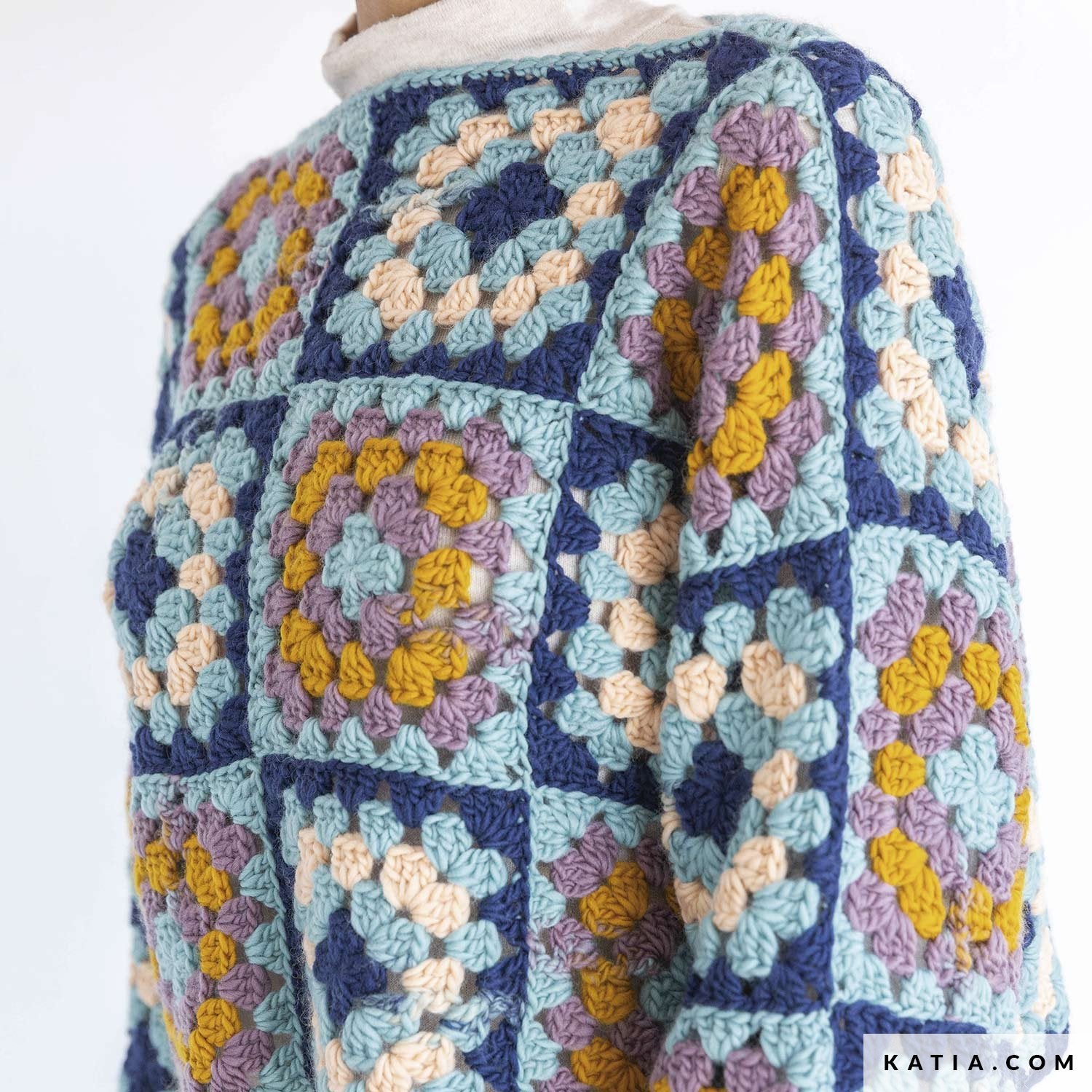 Anleitung stricken hakeln damen pullover herbst winter katia — gemaakt met Haakpatroon Katia Instagranny Trui, Deken en Sjaal (2)