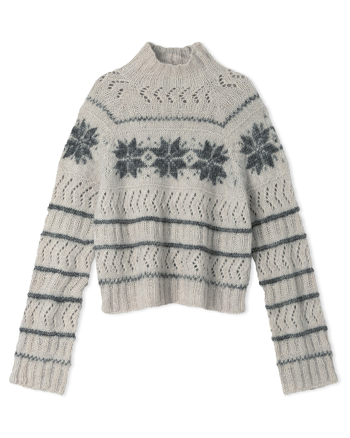 Lana Grossa Nordic Knits Nr. 5 Scandic Living - top-down pullover in Natural Alpaca Pelo - sfeerfoto 2