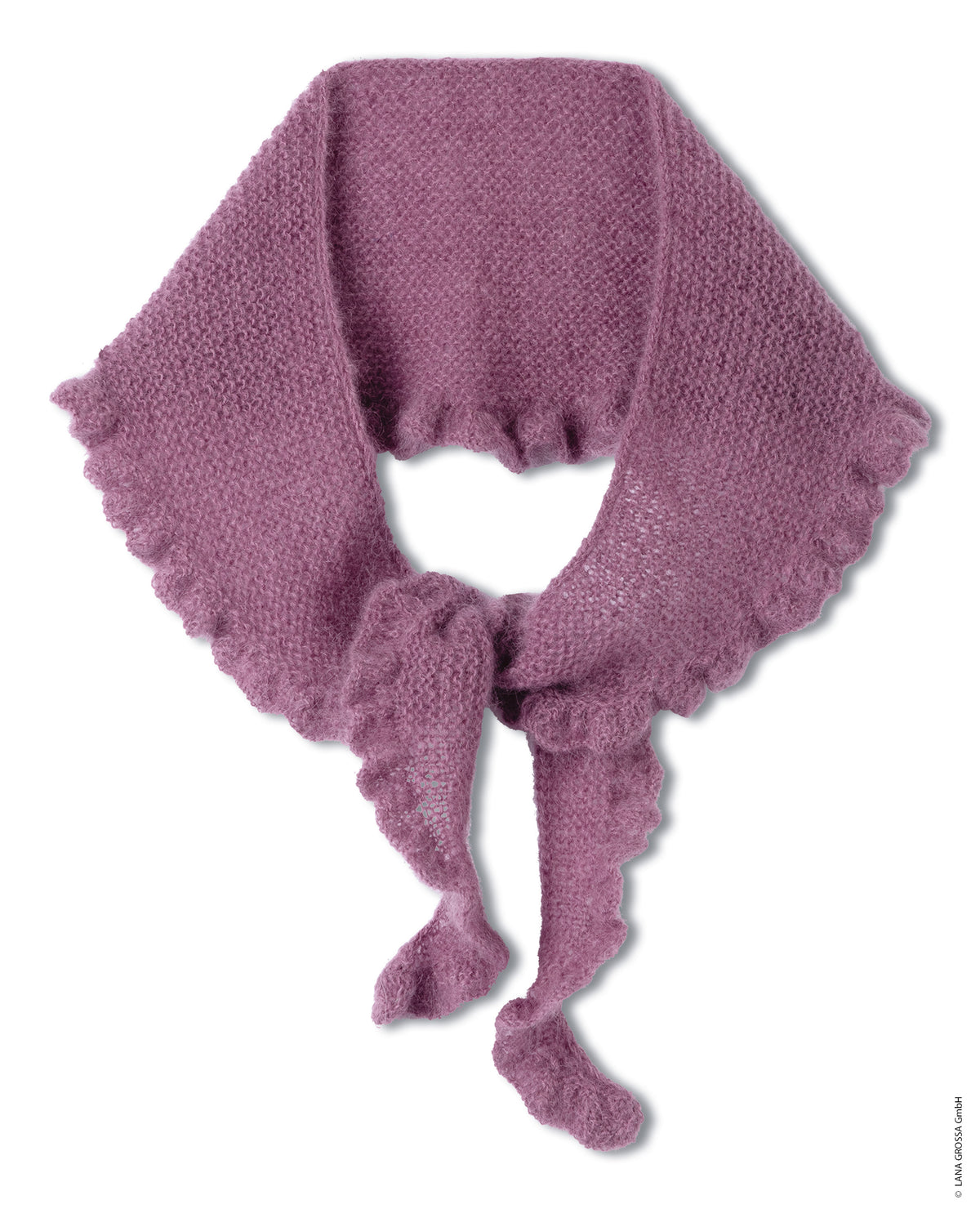 Lana Grossa Doeken & Co Nr. 10 model 25 - paarse gerimpelde halsdoek met strikbanden, vrijstaand - Filo di Gio