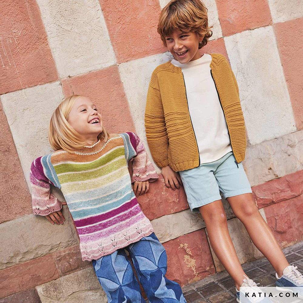 Patroon breien haken kinderen jas lente zomer katia — gemaakt met Katia Alabama (4)