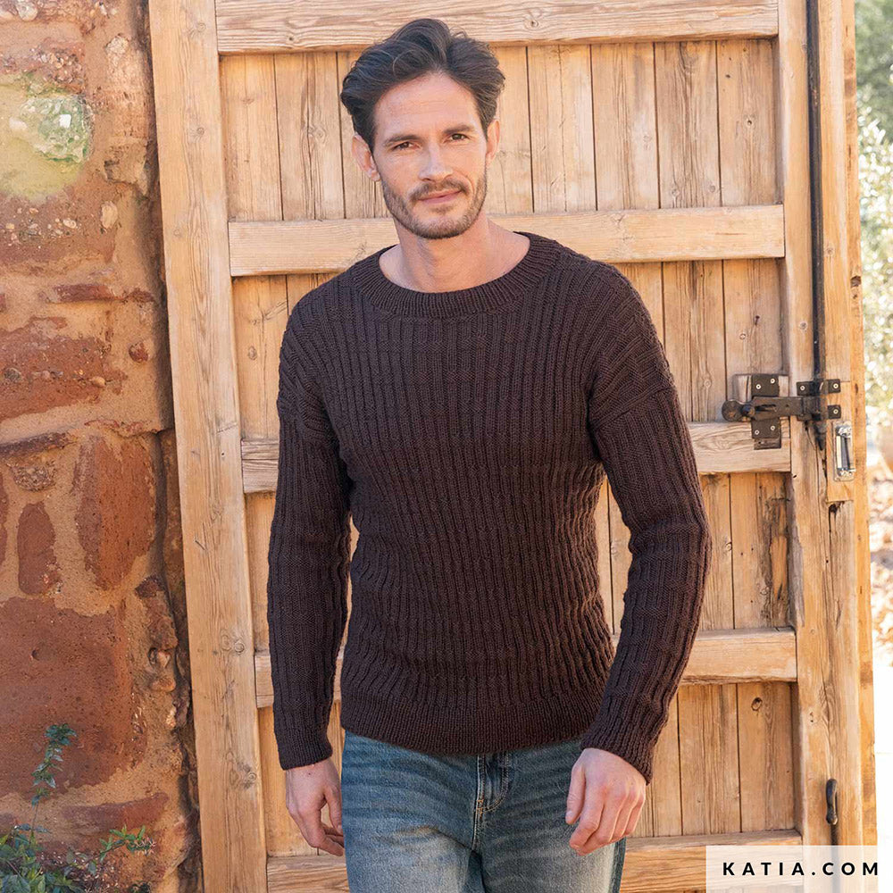 Patroon breien haken heren trui herfst winter katia — gemaakt met Katia Basic Merino (3)