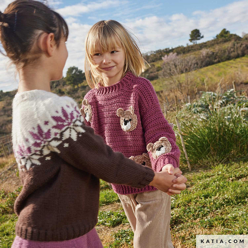 Patroon breien haken kinderen trui herfst winter katia — gemaakt met Katia Basic Merino (3)