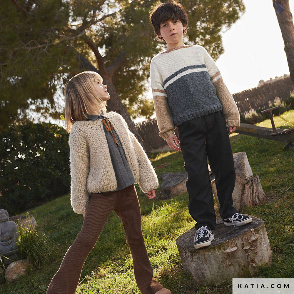Patroon breien haken kinderen trui herfst winter katia — gemaakt met Katia Basic Merino (6)