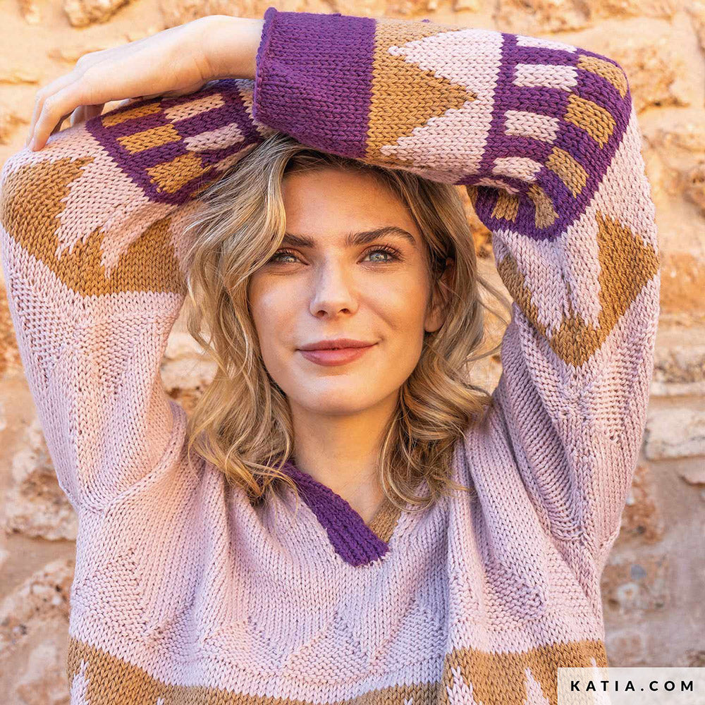 Patroon breien haken dames trui herfst winter katia — gemaakt met Katia Basic Merino 088 (14)