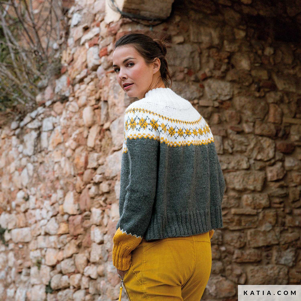 Patroon breien haken dames trui herfst winter katia — gemaakt met Katia Basic Merino 088 (6)