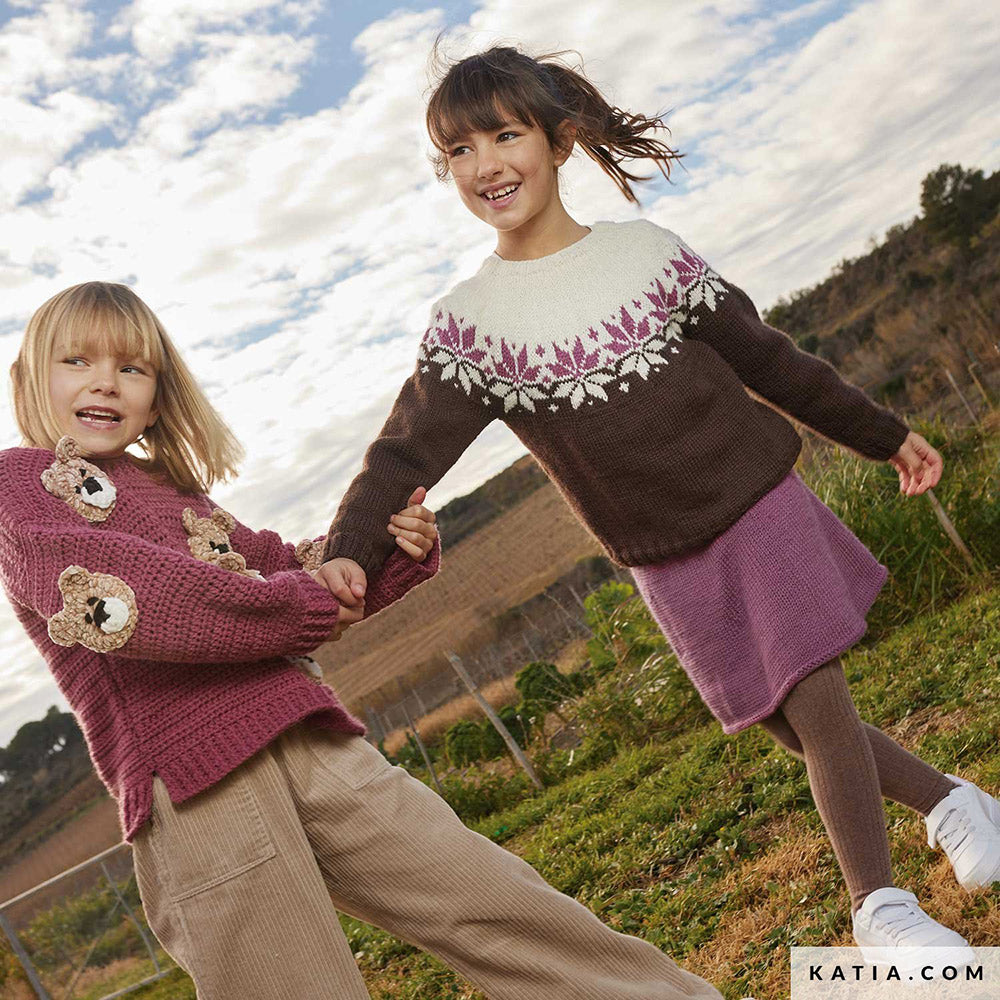 Patroon breien haken kinderen trui herfst winter katia — gemaakt met Katia Basic Merino 090 (2)