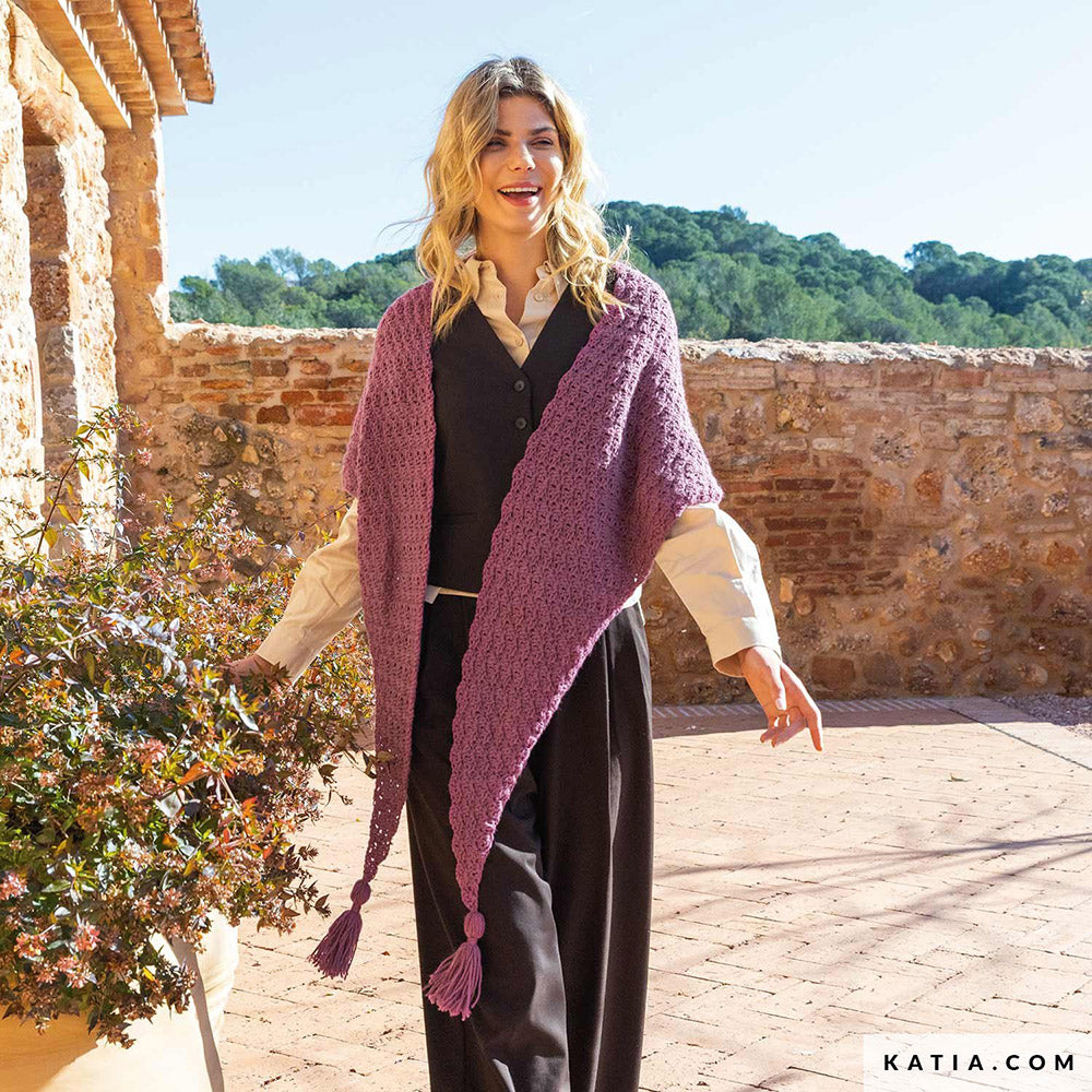 Patroon breien haken dames stola herfst winter katia — gemaakt met Katia Basic Merino 090 (4)