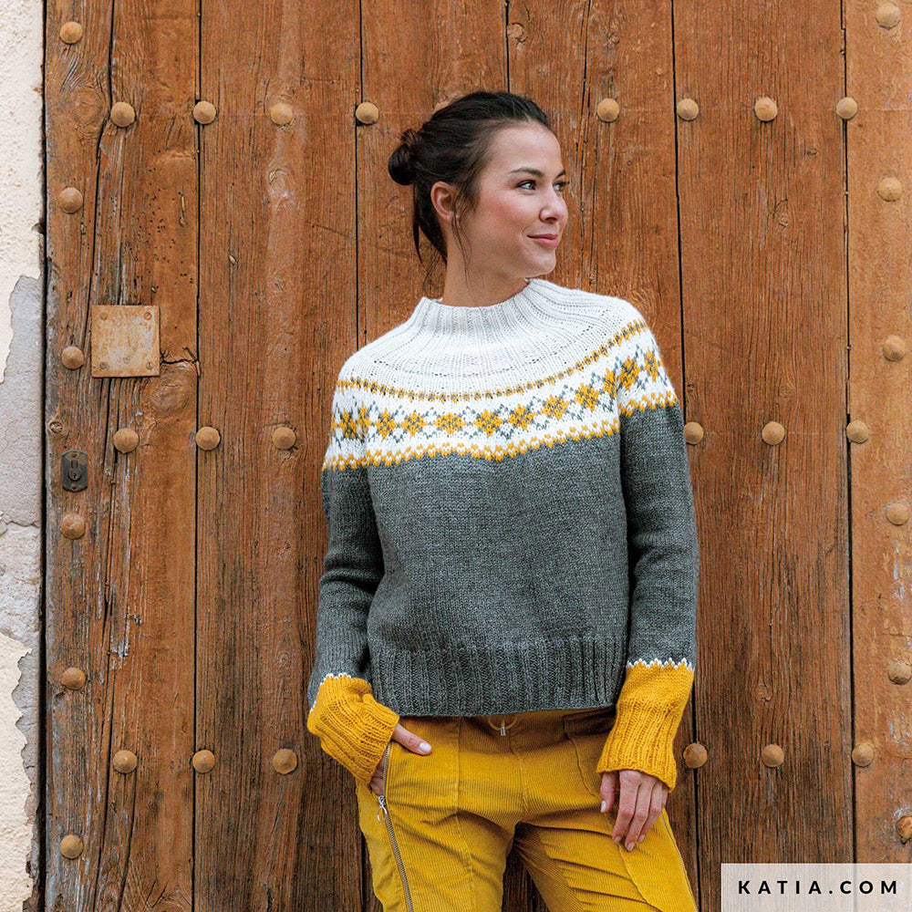 Patroon breien haken dames trui herfst winter katia — gemaakt met Katia Basic Merino 090 (8)